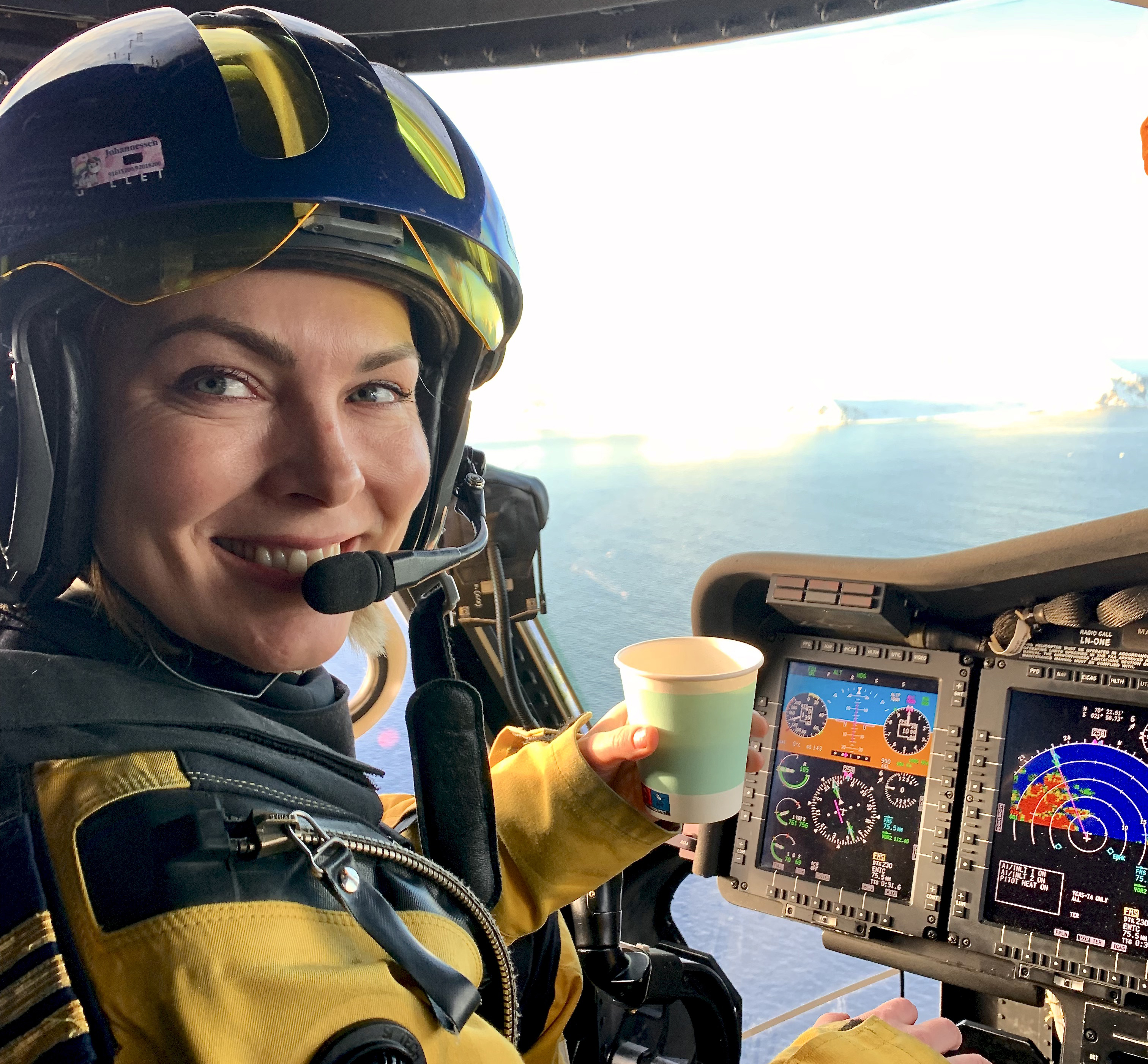 Maria flying at work