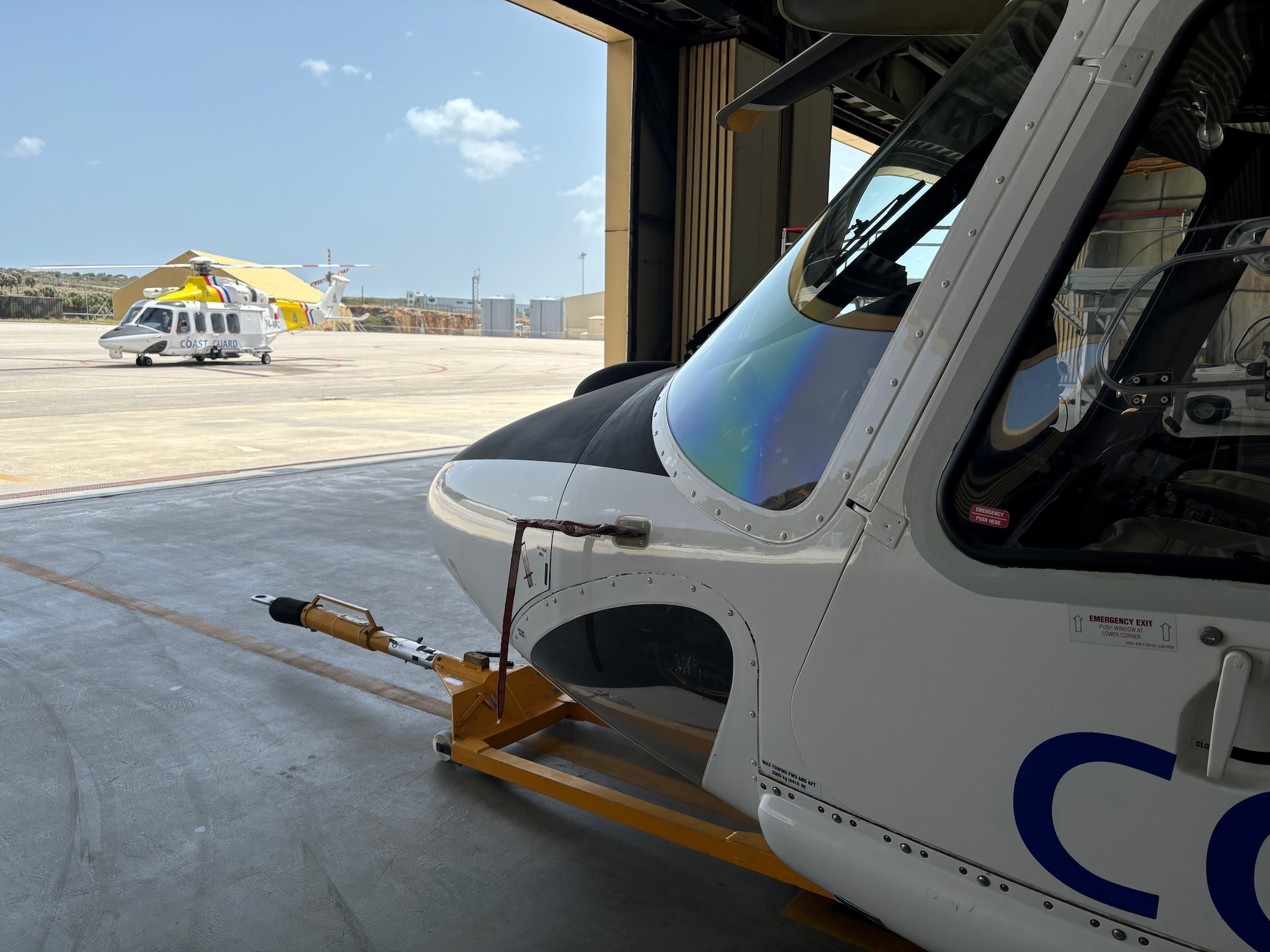 Helicopter in hangar